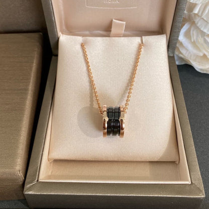[⭐Glow]ZERO 1 BLACK CERAMIC PINK GOLD NECKLACE