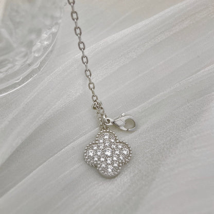 [⭐Glow]CLOVER 5 MOTIFS SILVER DIAMONDS NECKLACE