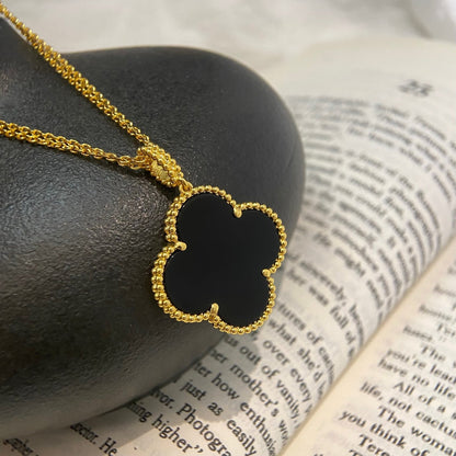 [⭐Glow]CLOVER 25MM NECKLACE GOLD ONYX