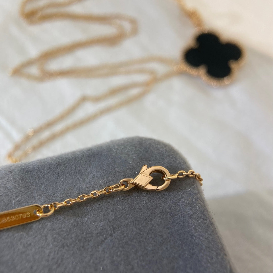 [⭐Glow]CLOVER 25MM NECKLACE GOLD ONYX