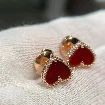 [⭐Glow]HEART CARNELIAN STUD EARRINGS