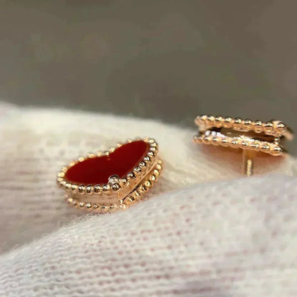 [⭐Glow]HEART CARNELIAN STUD EARRINGS