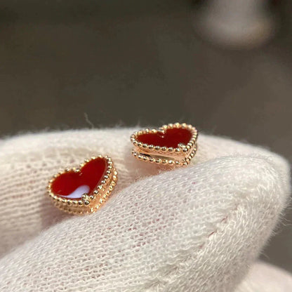 [⭐Glow]HEART CARNELIAN STUD EARRINGS