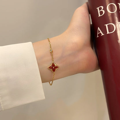 [⭐Glow]COLOR STAR CARNELIAN PINK GOLD DIAMOND BRACELET