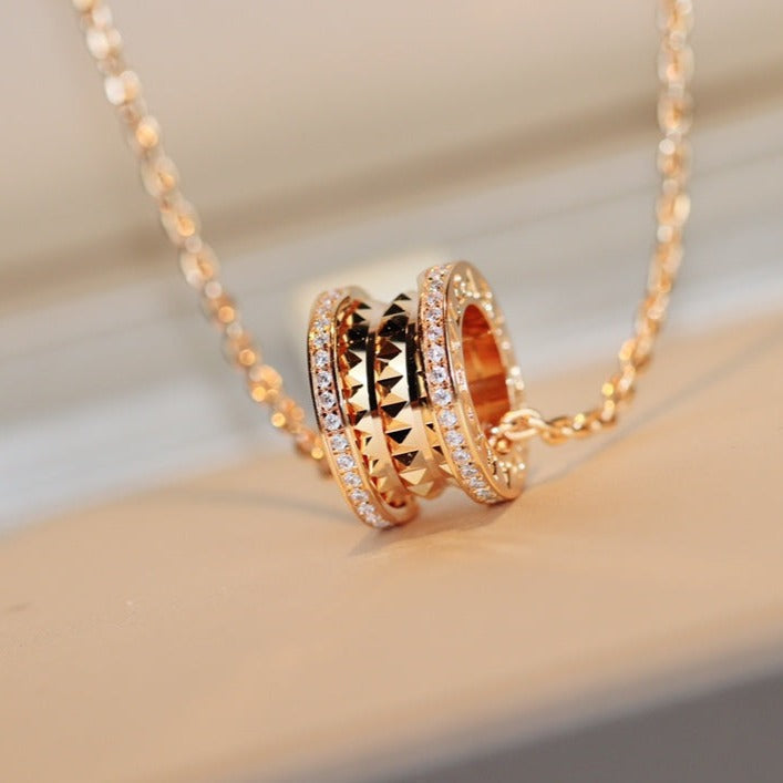[⭐Glow]ZERO 1 ROCK PEDANT PINK GOLD NECKLACE