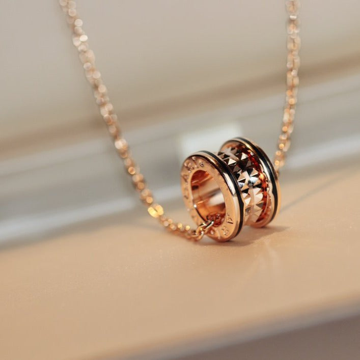 [⭐Glow]ZERO 1 ROCK PEDANT PINK GOLD BLACK NECKLACE