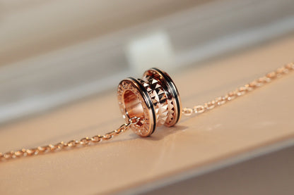 [⭐Glow]ZERO 1 ROCK PEDANT PINK GOLD BLACK NECKLACE