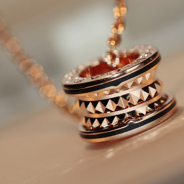 [⭐Glow]ZERO 1 ROCK PEDANT PINK GOLD BLACK NECKLACE