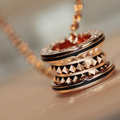 [⭐Glow]ZERO 1 ROCK PEDANT PINK GOLD BLACK NECKLACE