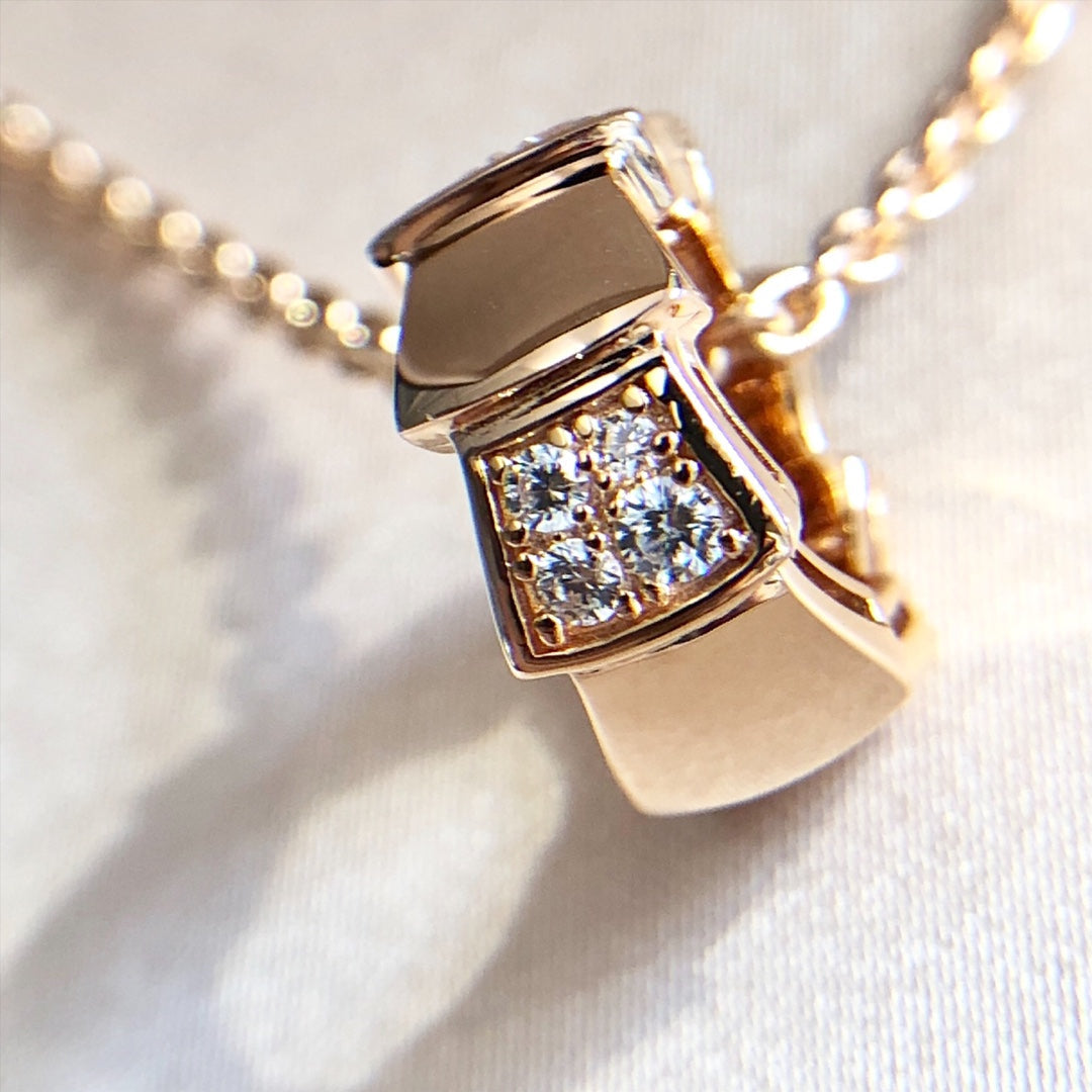 [⭐Glow]SERPENTI PEDANT DIAMOND PINK GOLD NECKLACE