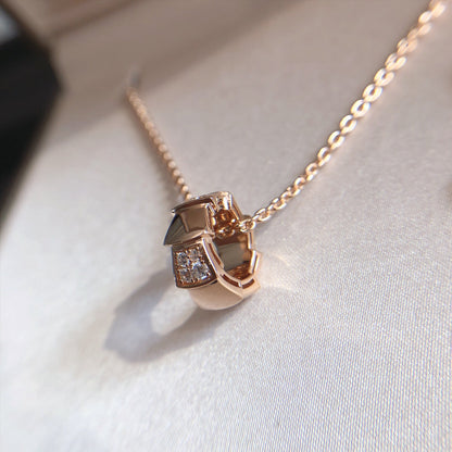 [⭐Glow]SERPENTI PEDANT DIAMOND PINK GOLD NECKLACE