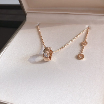 [⭐Glow]SERPENTI PEDANT DIAMOND PINK GOLD NECKLACE