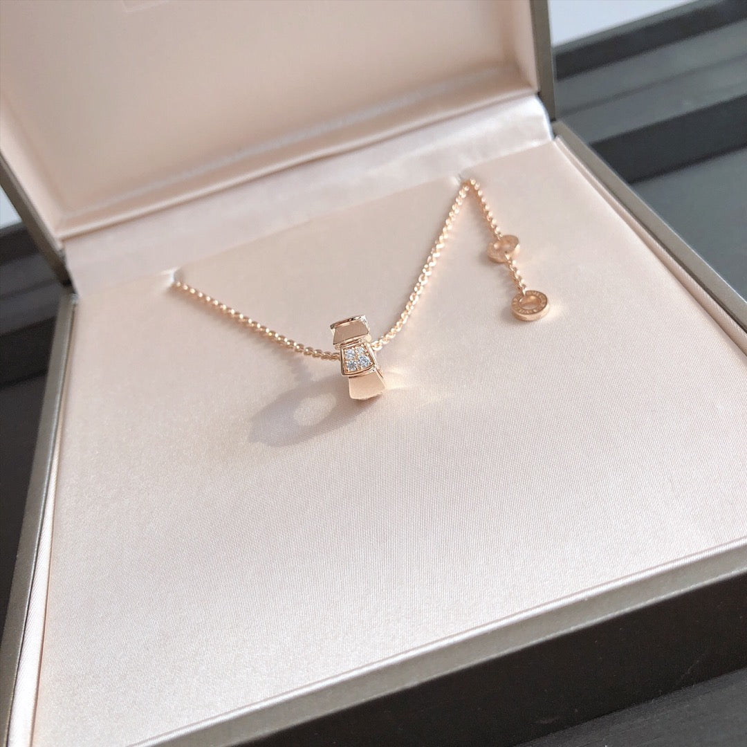 [⭐Glow]SERPENTI PEDANT DIAMOND PINK GOLD NECKLACE
