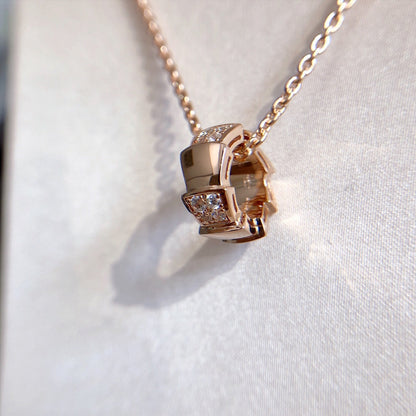 [⭐Glow]SERPENTI PEDANT DIAMOND PINK GOLD NECKLACE