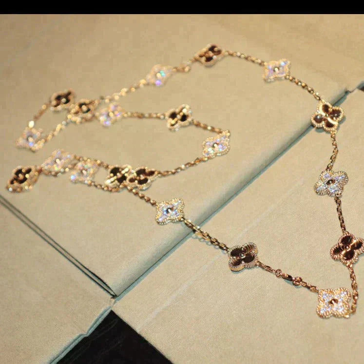 [⭐Glow]CLOVER 20 MOTIFS LASER DIAMOND NECKLACE