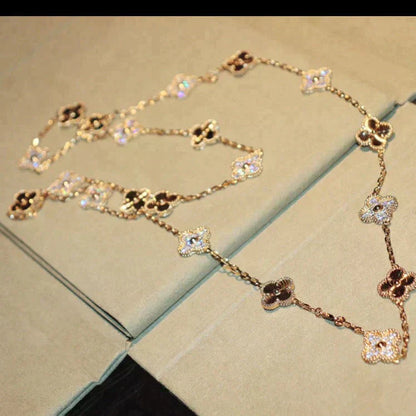 [⭐Glow]CLOVER 20 MOTIFS LASER DIAMOND NECKLACE