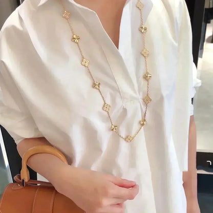 [⭐Glow]CLOVER 20 MOTIFS LASER DIAMOND NECKLACE