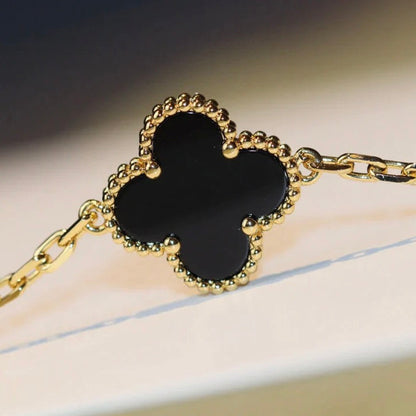 [⭐Glow]CLOVER 20 MOTIFS ONYX NECKLACE