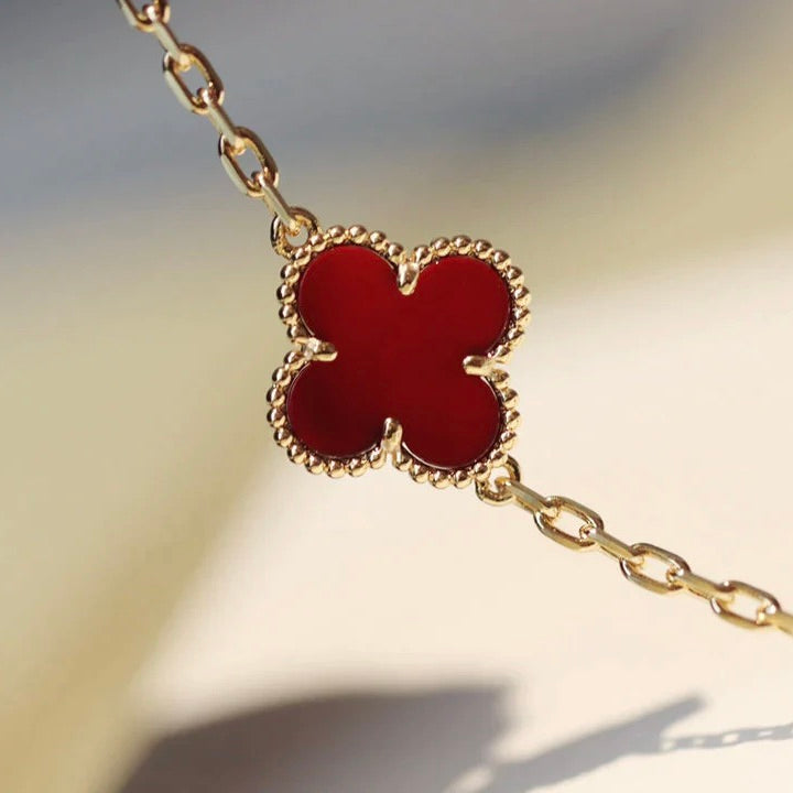 [⭐Glow]CLOVER 20 MOTIFS CARNELIAN NECKLACE