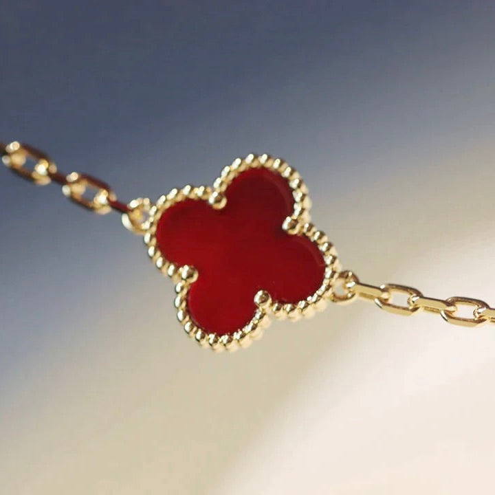 [⭐Glow]CLOVER 20 MOTIFS CARNELIAN NECKLACE