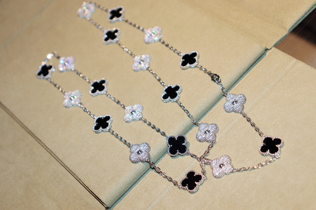 [⭐Glow]CLOVER 20 MOTIFS ONYX DIAMOND SILVER