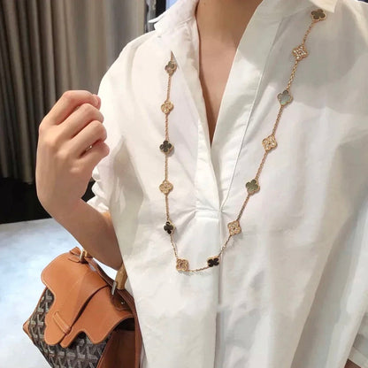 [⭐Glow]CLOVER 20 MOTIFS DARK MOP DIAMOND  NECKLACE