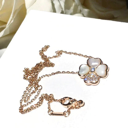 [⭐Glow]CLOVER MOP DIAMOND ROSE GOLD NECKLACE