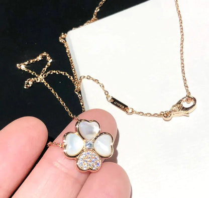 [⭐Glow]CLOVER MOP DIAMOND ROSE GOLD NECKLACE