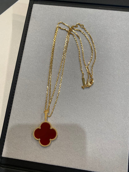[⭐Glow]CLOVER 25MM NECKLACE GOLD CARNELIAN