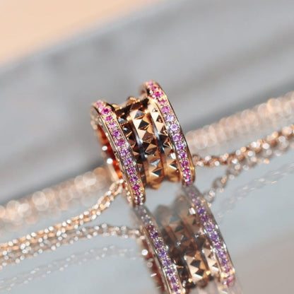 [⭐Glow]ZERO 1 ROCK PINK GOLD PINK DIAMOND NECKLACE