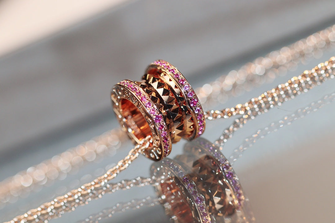 [⭐Glow]ZERO 1 ROCK PINK GOLD PINK DIAMOND NECKLACE