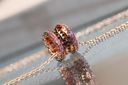 [⭐Glow]ZERO 1 ROCK PINK GOLD PINK DIAMOND NECKLACE
