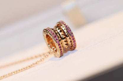 [⭐Glow]ZERO 1 ROCK PINK GOLD PINK DIAMOND NECKLACE