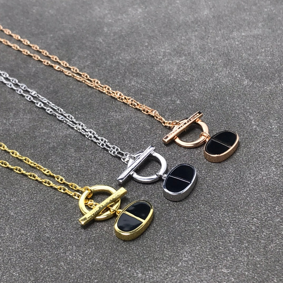 [⭐Glow]CHAINE VERSO BLACK CERAMIC  NECKLACE