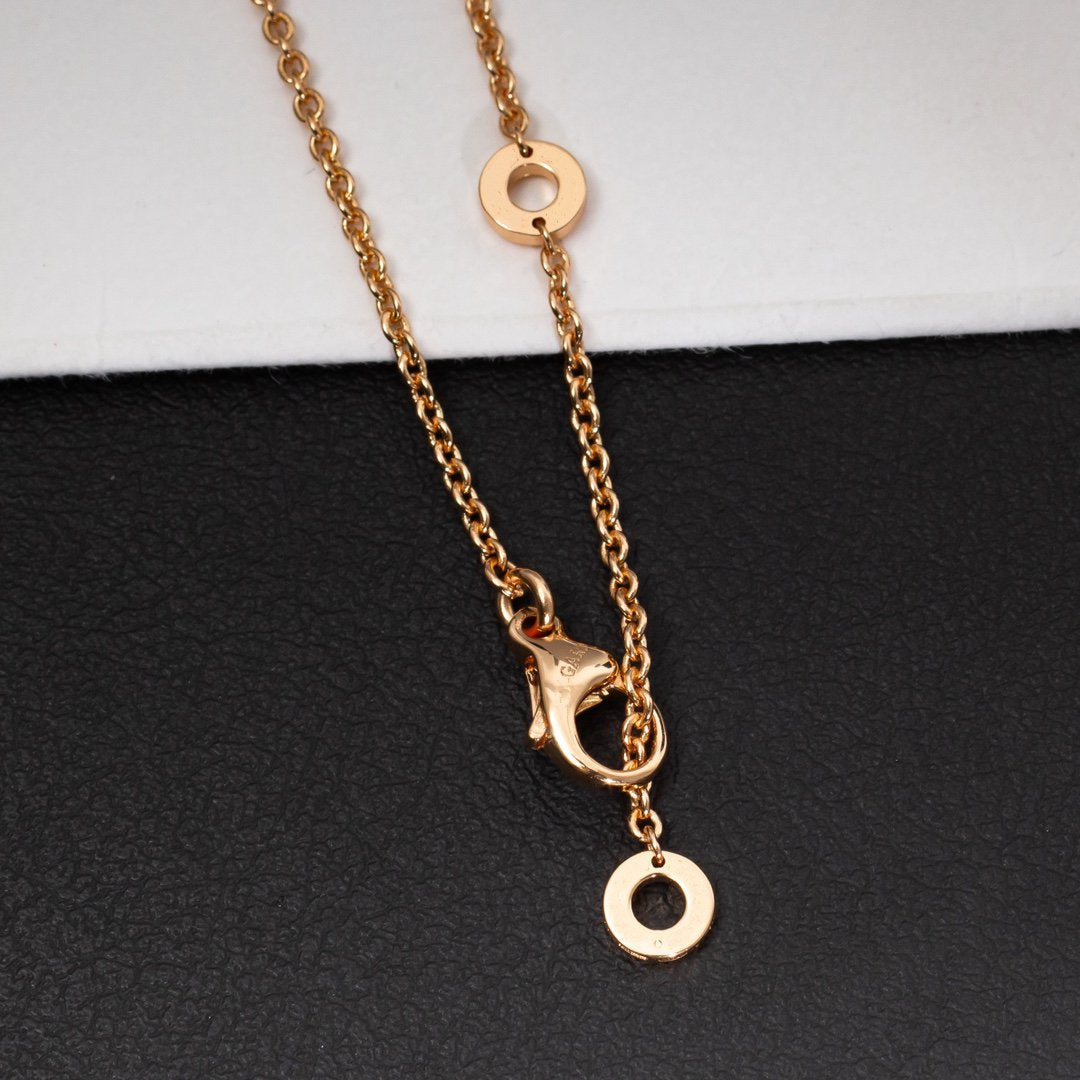 [⭐Glow]ZERO 1 WHITE CERAMIC PINK GOLD DIAMOND NECKLACE