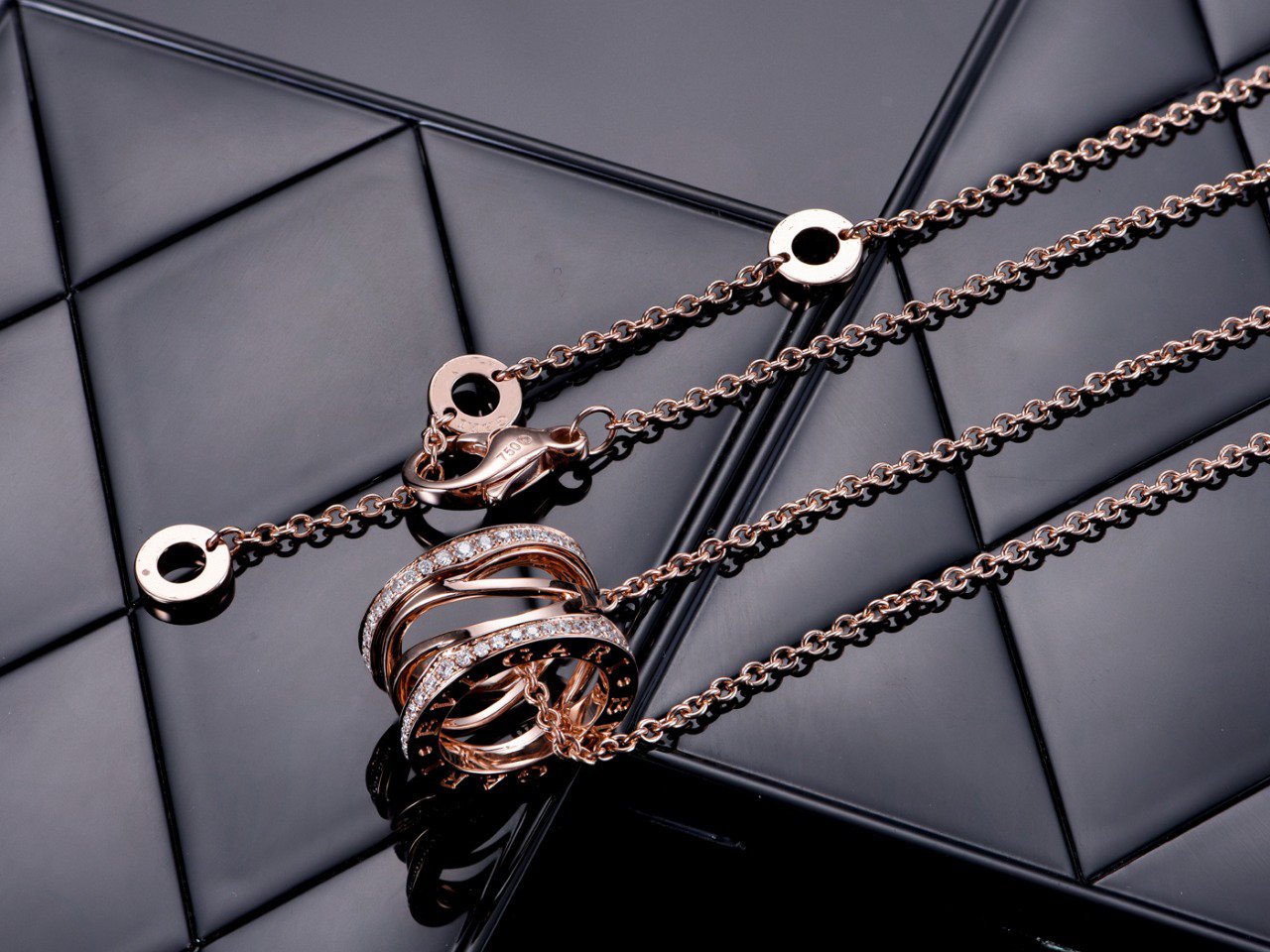 [⭐Glow]ZERO 1 PINK GOLD DIAMOND OPEN NECKLACE