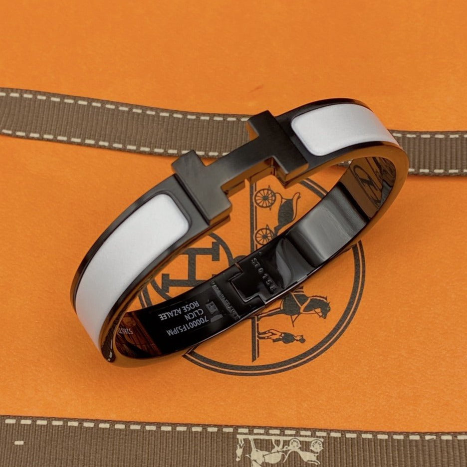 [⭐Glow]H BRACELET 12MM BLACK WHITE CERAMIC