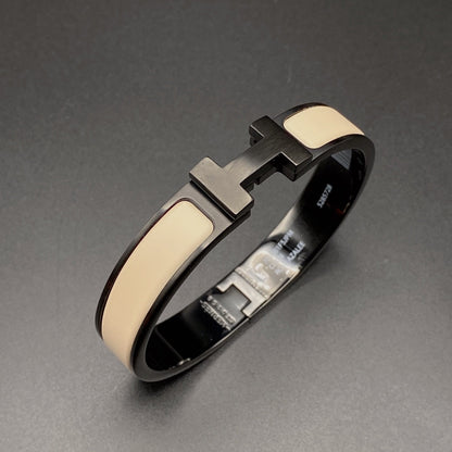 [⭐Glow]H BRACELET 12MM BLACK BEIGE CERAMIC