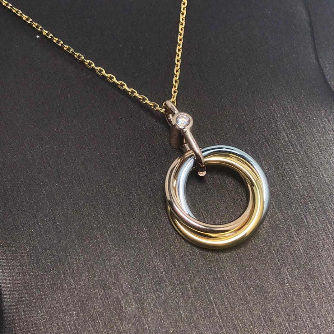 [⭐Glow]TRINITY SILVER GOLD PINK GOLD NECKLACE