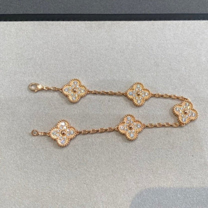 [⭐Glow] CLOVER 5 MOTIF FULL DIAMOND BRACELET COLLECTION