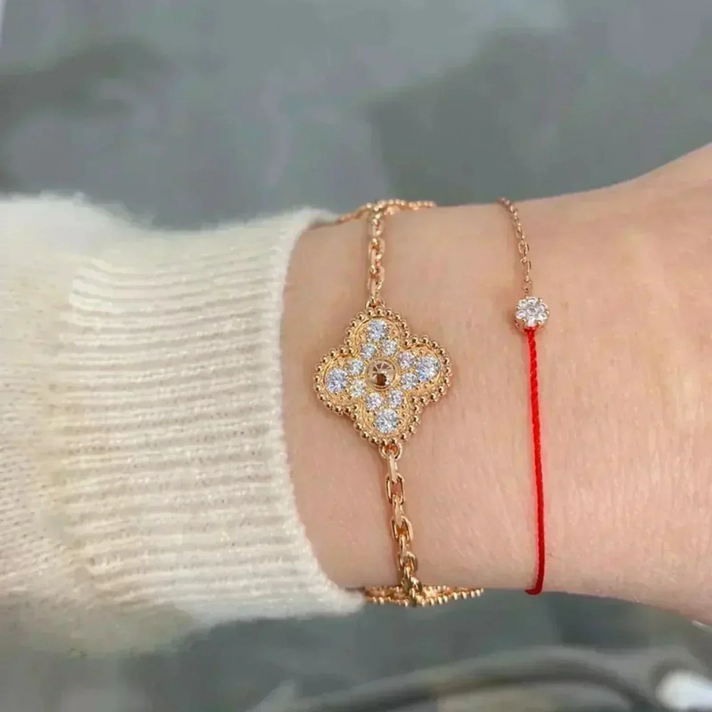 [⭐Glow] CLOVER 5 MOTIF FULL DIAMOND BRACELET COLLECTION