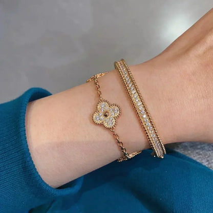 [⭐Glow] CLOVER 5 MOTIF FULL DIAMOND BRACELET COLLECTION