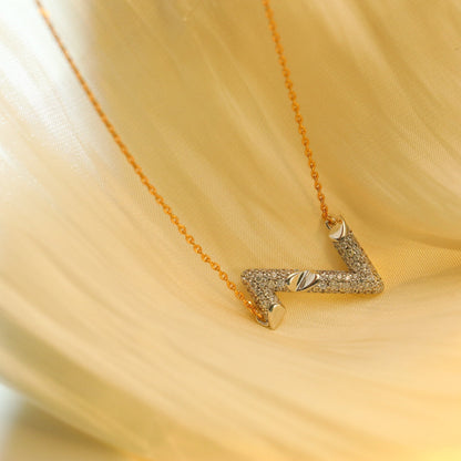 [⭐Glow]VOLT SILVER DIAMOND PEDANT NECKLACE