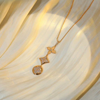 [⭐Glow]STAR AND SUN DIAMOND PINK GOLD NECKLACE