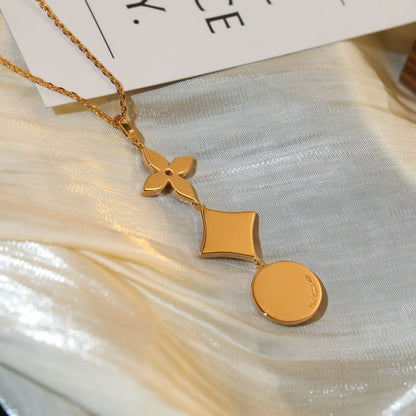 [⭐Glow]STAR AND SUN DIAMOND PINK GOLD NECKLACE