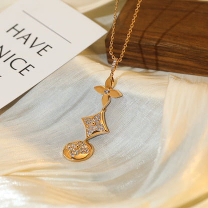 [⭐Glow]STAR AND SUN DIAMOND PINK GOLD NECKLACE