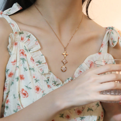 [⭐Glow]STAR AND SUN DIAMOND PINK GOLD NECKLACE