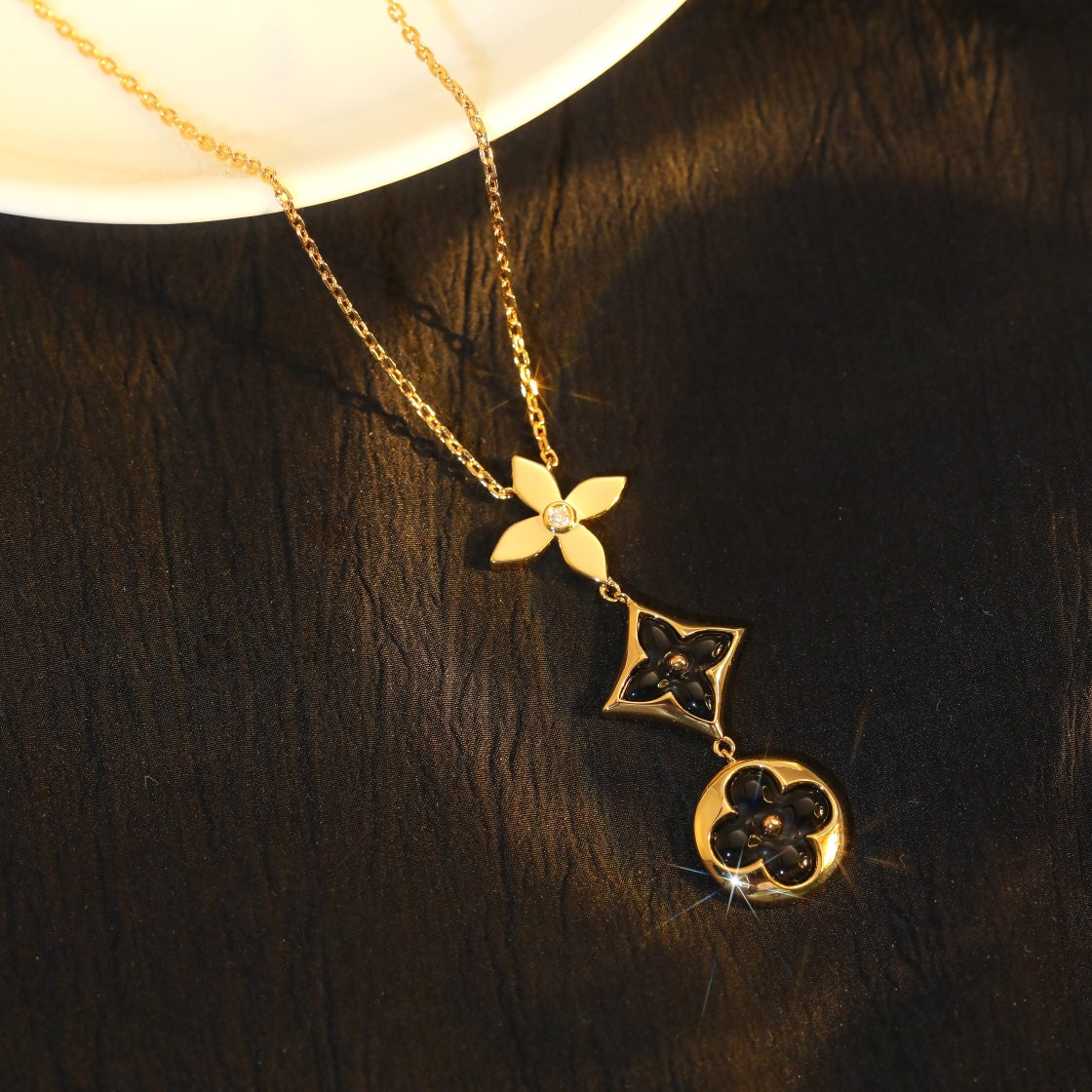 [⭐Glow]STAR AND SUN ONYX PINK GOLD NECKLACE