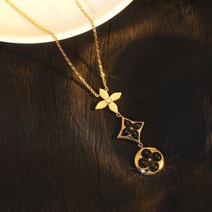 [⭐Glow]STAR AND SUN ONYX PINK GOLD NECKLACE