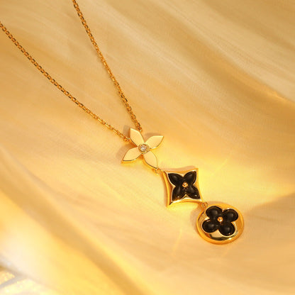 [⭐Glow]STAR AND SUN ONYX PINK GOLD NECKLACE